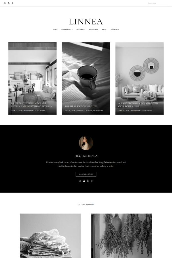 The Classic homepage layout of the Linnea PRO WordPress theme