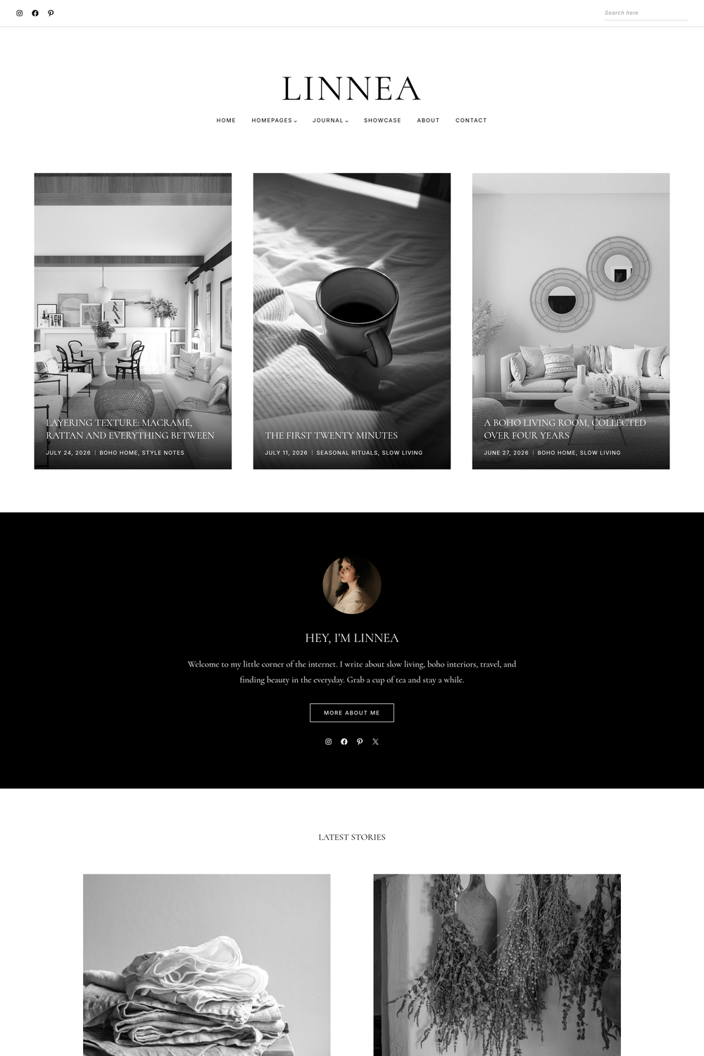The Classic homepage layout of the Linnea PRO WordPress theme