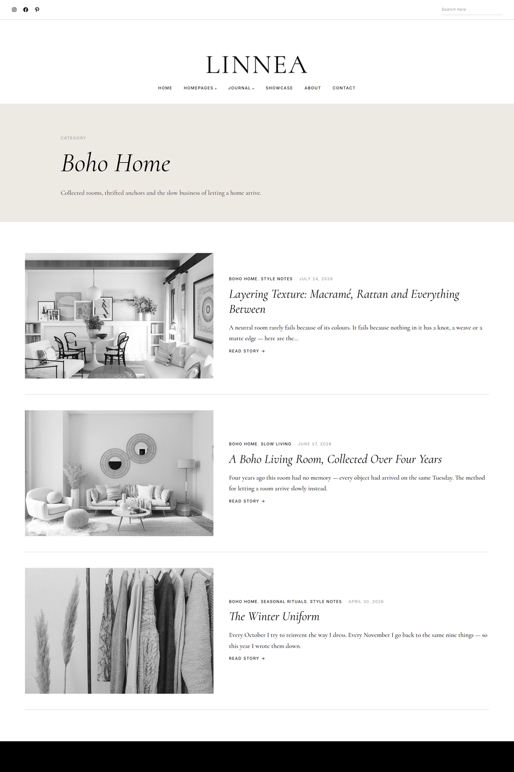 The list category archive of the Linnea PRO WordPress theme